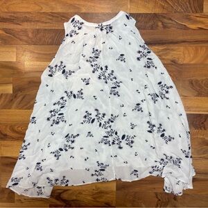 Free People White Floral Swing Dress M Boho Sleeveless Flowy Crinkle Gauze